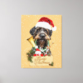 Impressão Em Tela Deutsch Drahthaar, Feliz Natal! Botão Magnet