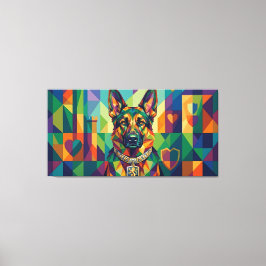 Impressão Em Tela Deutscher Schäferhund Wappen Pop Art Portrait