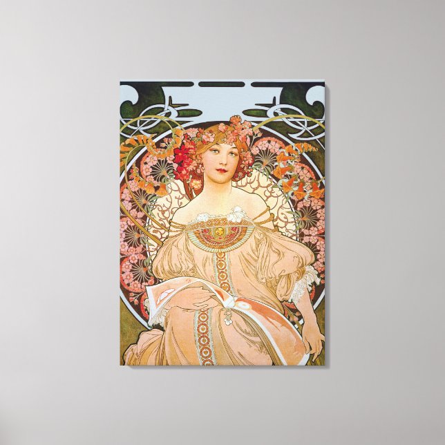 Impressão Em Tela Devolução por Alphonse Mucha (Frente)