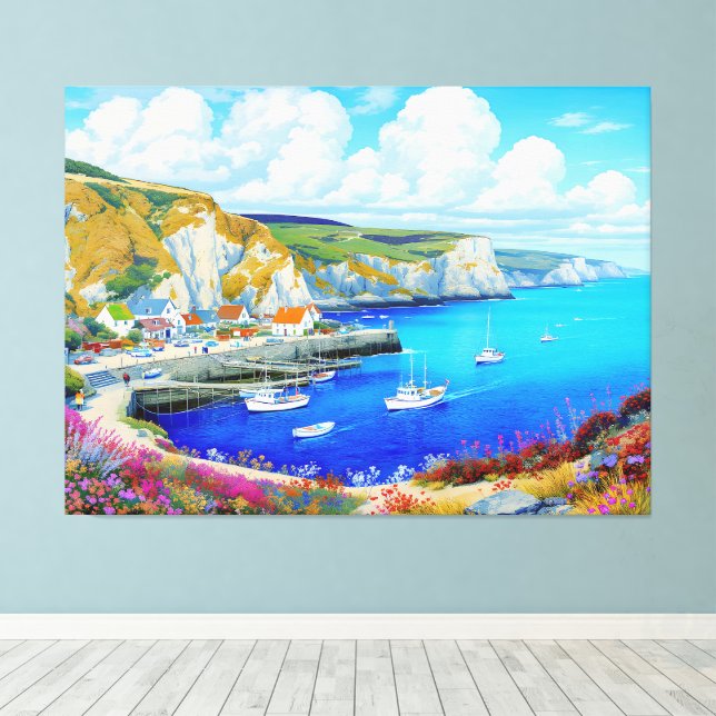 Impressão Em Tela "Devon Harbor Dreamscape" - Uma paisagem marinha i (Insitu(piso de madeira))