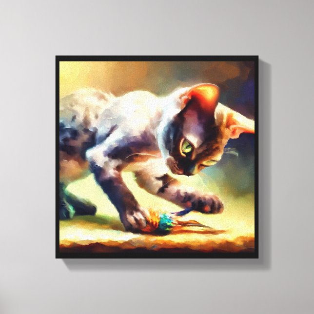 Impressão Em Tela Devon Rex Cat (Frente)