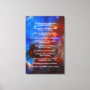 Impressão Em Tela Dez Mandamentos Indianos Nativos Americanos