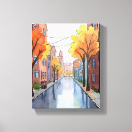 Impressão Em Tela Dia Chuvoso em Boston | Pintura em Aquarela MA
