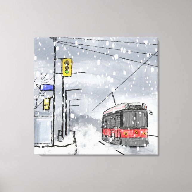 Impressão Em Tela Dia de neve em Toronto (Frente)