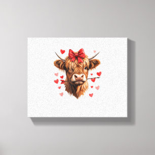 Impressão Em Tela Dia de os namorados Highland Cow Funny Hearts Namo