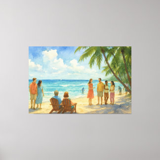 Impressão Em Tela Dia de Praia Aqua Breeze Aquarela