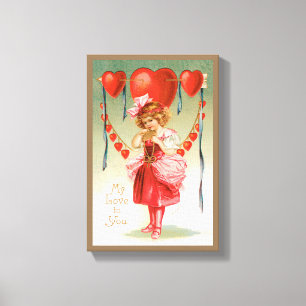 Impressão Em Tela Dia dos Namorados Antigo, Menina Vitoriana com Cor