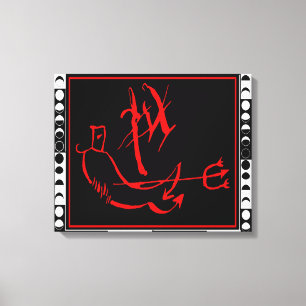 Impressão Em Tela Diabo com Fases da Lua