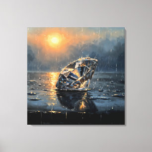 Impressão Em Tela Diamante Molhado - Arte de Melancolia em Estilo Im