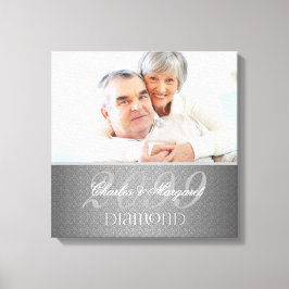 Impressão Em Tela Diamond 60º aniversário Silver Damask 16x16 Foto