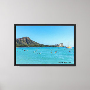 Impressão Em Tela Diamond Head visto de Waikiki, O'ahu
