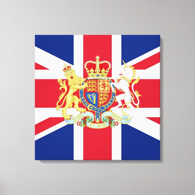 Impressão Em Tela Diamond Jubilee Union Flag e Royal Crest (Frente)