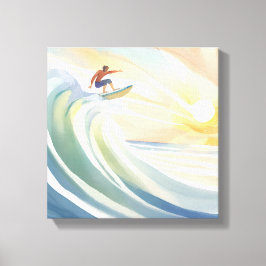 Impressão Em Tela Dias de Surfe | Aquarela de Onda do Mar de Surfe