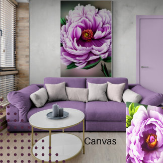 Impressão Em Tela Digital Floral de Púrpura Leve Elegante