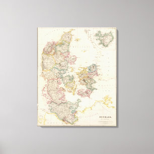 Impressão Em Tela Dinamarca com o mapa inserir de Islândia