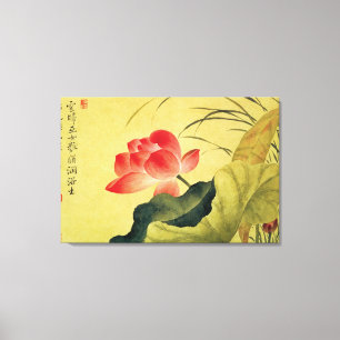 Impressão Em Tela Dinastia Qing da Vintagem da Flor do Lotus