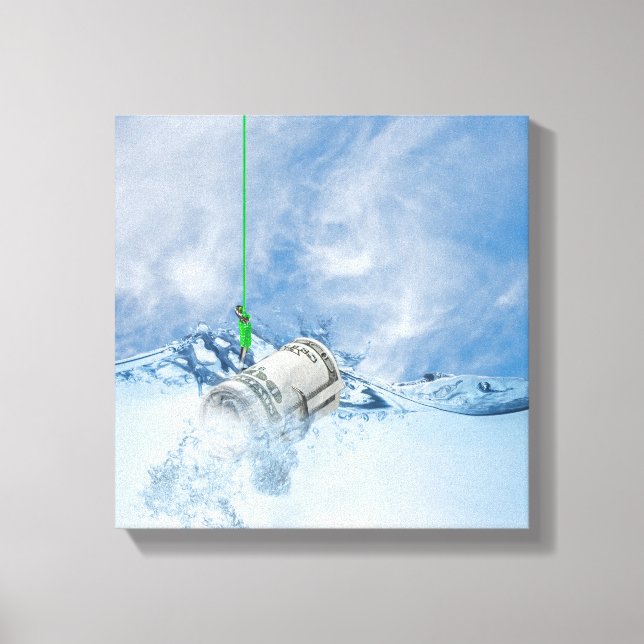 Impressão Em Tela dinheiro no gancho de peixe (Frente)