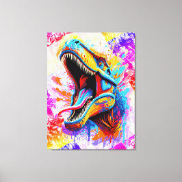 Impressão Em Tela Dinossauro T-Rex - Dinossauro Colorido Trex