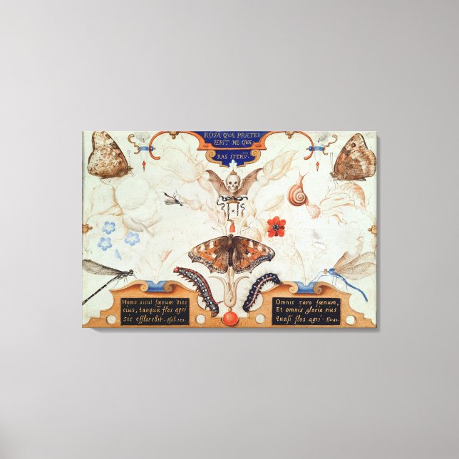 Impressão Em Tela Díptico com flores e insetos, 1591 (Frente)