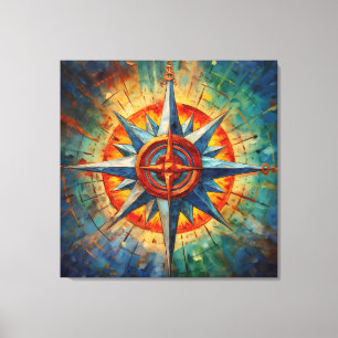 Impressão Em Tela Direção no Caos (Compass Rosa)