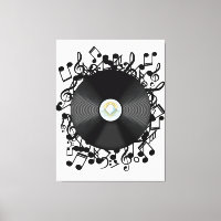 Disco de Vinil Antigo e notas musicais
