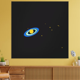 Impressão Em Tela Distante Saturno Adrift Anéis Coloridos Externos