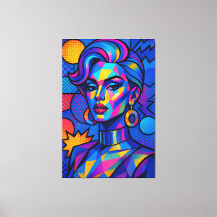 Impressão Em Tela Diva Abstrata - Arte Pop Geométrica Moderna e Retr