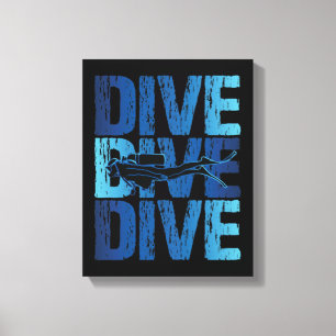 Impressão Em Tela Dive-Dive - Mergulhador Submarino Scuba