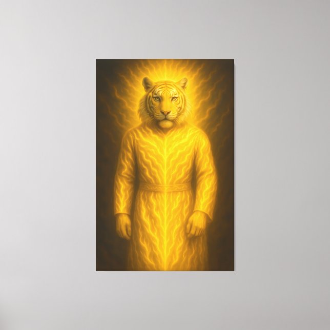 Impressão Em Tela Divine Golden Tiger Guardian – Sacred Humanoid Spi (Frente)