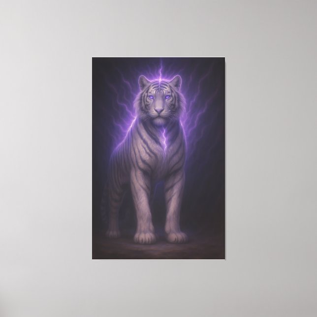 Impressão Em Tela Divine Lightning White Tiger – Celestial Power Fan (Frente)