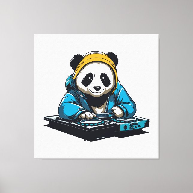 Impressão Em Tela DJ Kawaii Panda (Frente)