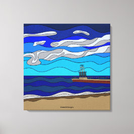 Impressão em tela do Lago Michigan (24"x24")