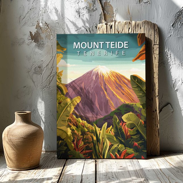 Impressão em tela do Monte Teide Tenerife - Cartaz (Mount Teide Tenerife Canvas Print Travel Poster by TinkPrints.)