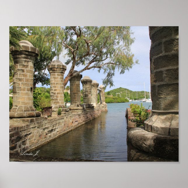 Impressão em tela do Nelson's Dockyard em Antigua (Frente)