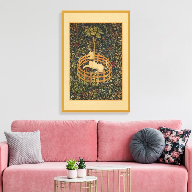 Impressão em Tela do Unicórnio Cativo (Insitu(Sala de estar))