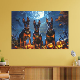 Impressão Em Tela Doberman Halloween Assustador