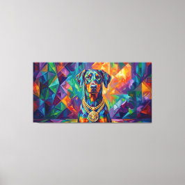 Impressão Em Tela Dobermann mit Goldkette Pop Art Portrait