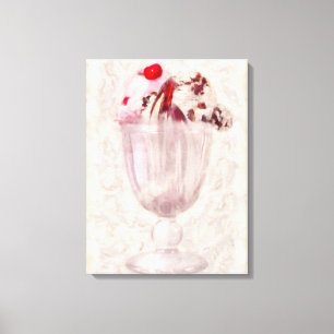 Impressão Em Tela Doce - Sorvete - Sundae de sorvete