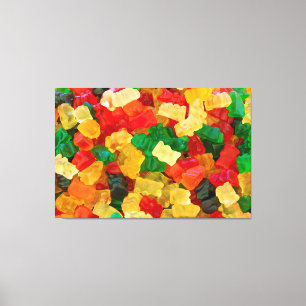 Impressão Em Tela Doces coloridos do urso arco-íris gomoso