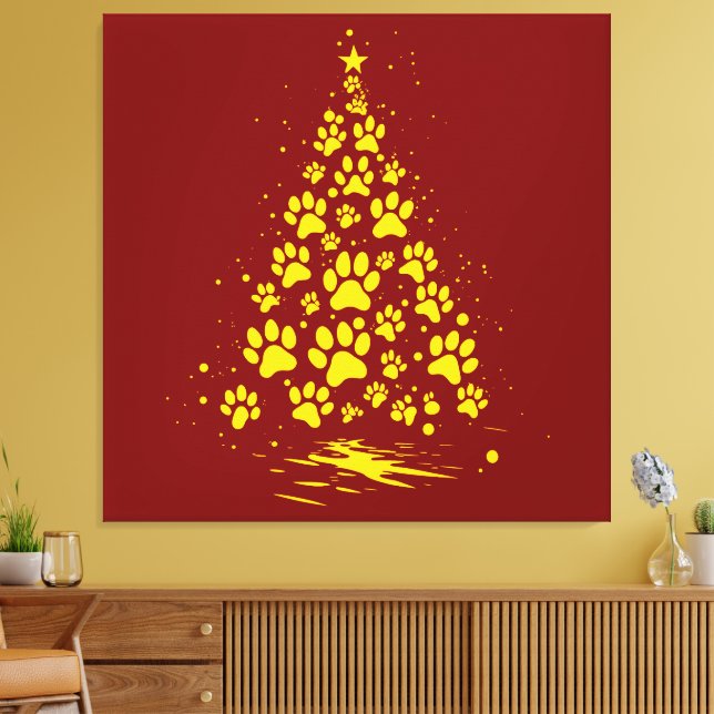 Impressão Em Tela Dog Lover Paw Print Christmas Tree 4 (Insitu(Sala de estar))