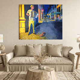 Impressão Em Tela Doggie de Músico da Rua