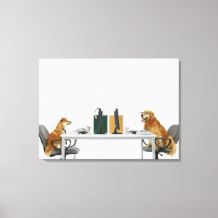 Impressão Em Tela Dois cachorros vestindo gravata e óculos, sentados