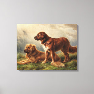 Impressão Em Tela Dois Cães Vigiantes