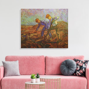 Impressão Em Tela Dois Camponeses Cavando por Vincent van Gogh
