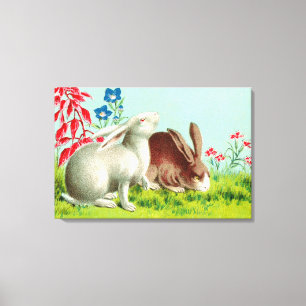 Impressão Em Tela Dois coelhos animais de estimação arte vintage