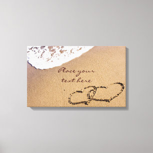 Impressão Em Tela Dois Corações Na Areia