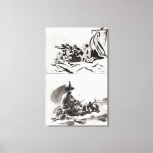 Impressão Em Tela Dois esboços para a jangada do Medusa, c.1819