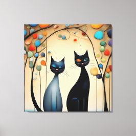Impressão Em Tela Dois Gatos Encantadores