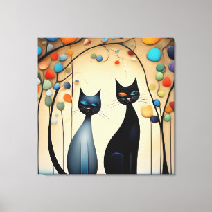 Impressão Em Tela Dois Gatos Encharcados