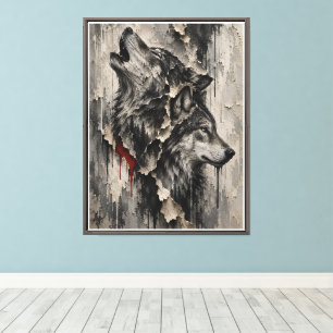 Impressão Em Tela Dois Lobos, Um Coração